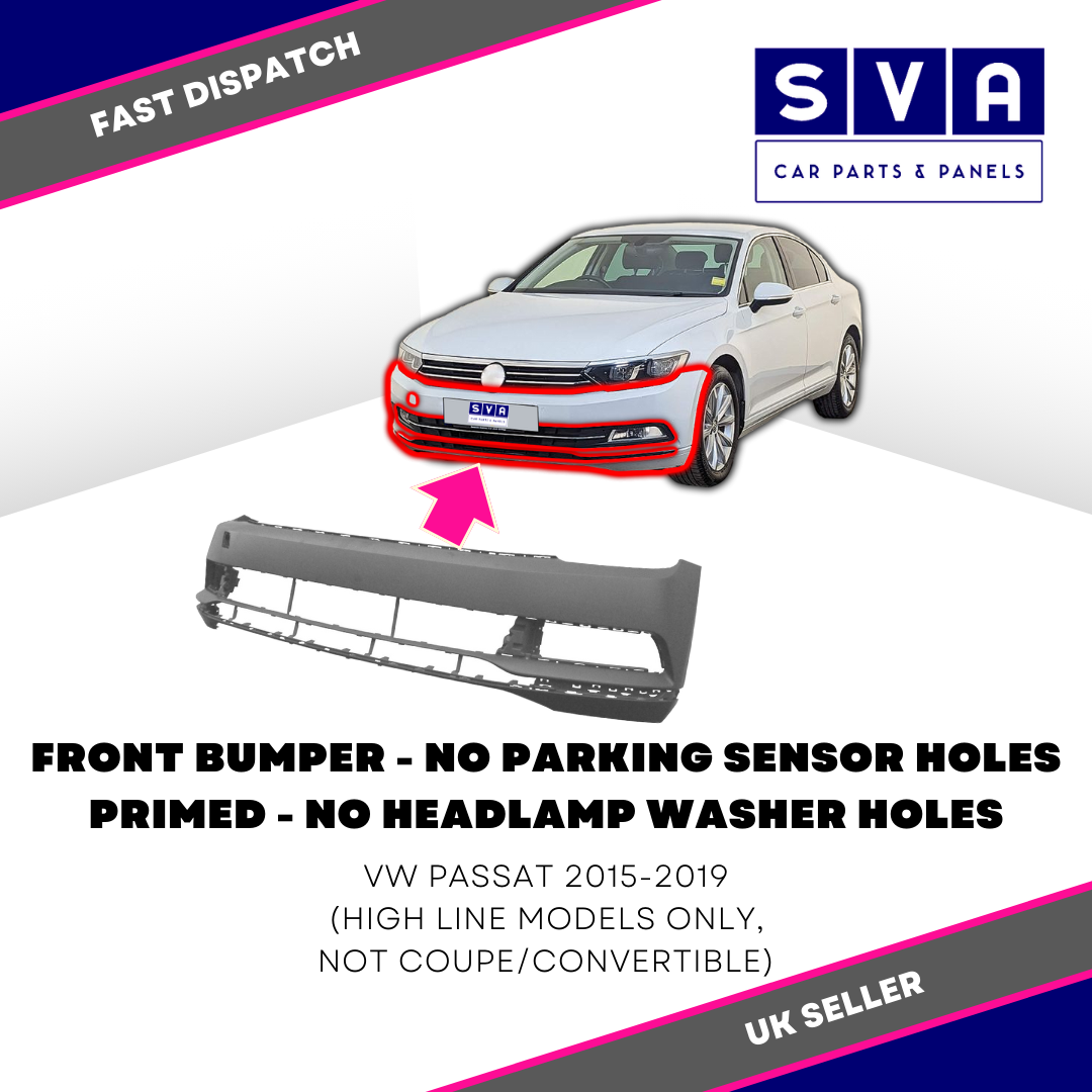 Vw Passat 2015-2019 Front Bumper Primed Highline No Parking Insurance Approved