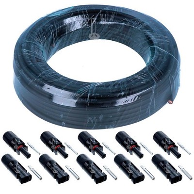 XENES Connect PV Solarkabel 4mm² Schwarz 50 m mit 5 Paar Solarstecker