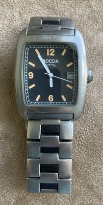 Rare Boccia Rectangular Easy to Read All Titanium Men s Watch. Circa 1990 s.