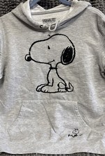 Peanuts-Snoopy Woodstock-Grey Hooded Happiness Sweatshirt-L/G 11-13