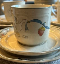 International China Marmalade Goose Set - 3 Pieces: Cup, Saucer, Dessert Plate