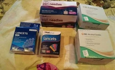 TRUE plus metrix 100xpen needles 200xlancets 200xalcohol swabs lot 