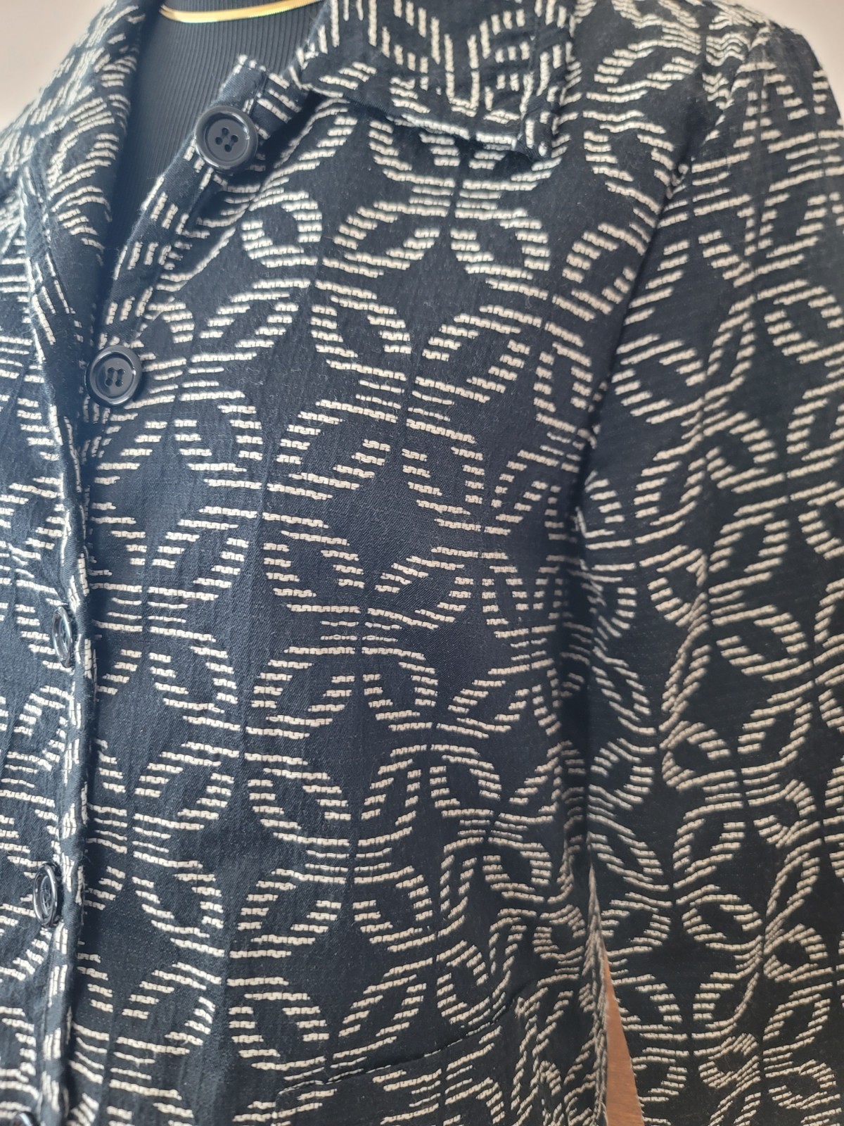 Vintage Geometric Pattern Button-Up Jacket Retro … - image 3