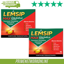 2x - Lemsip Max Cold & Flu Lemon Capsules 16 Pack (Total 32) 100% ORIGINAL ⭐⭐⭐⭐⭐
