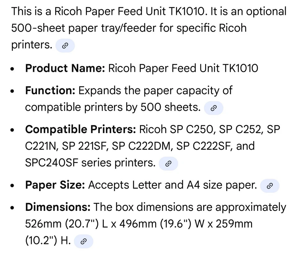 Ricoh Paper Feed Unit TK1010 - Image 2 of 2