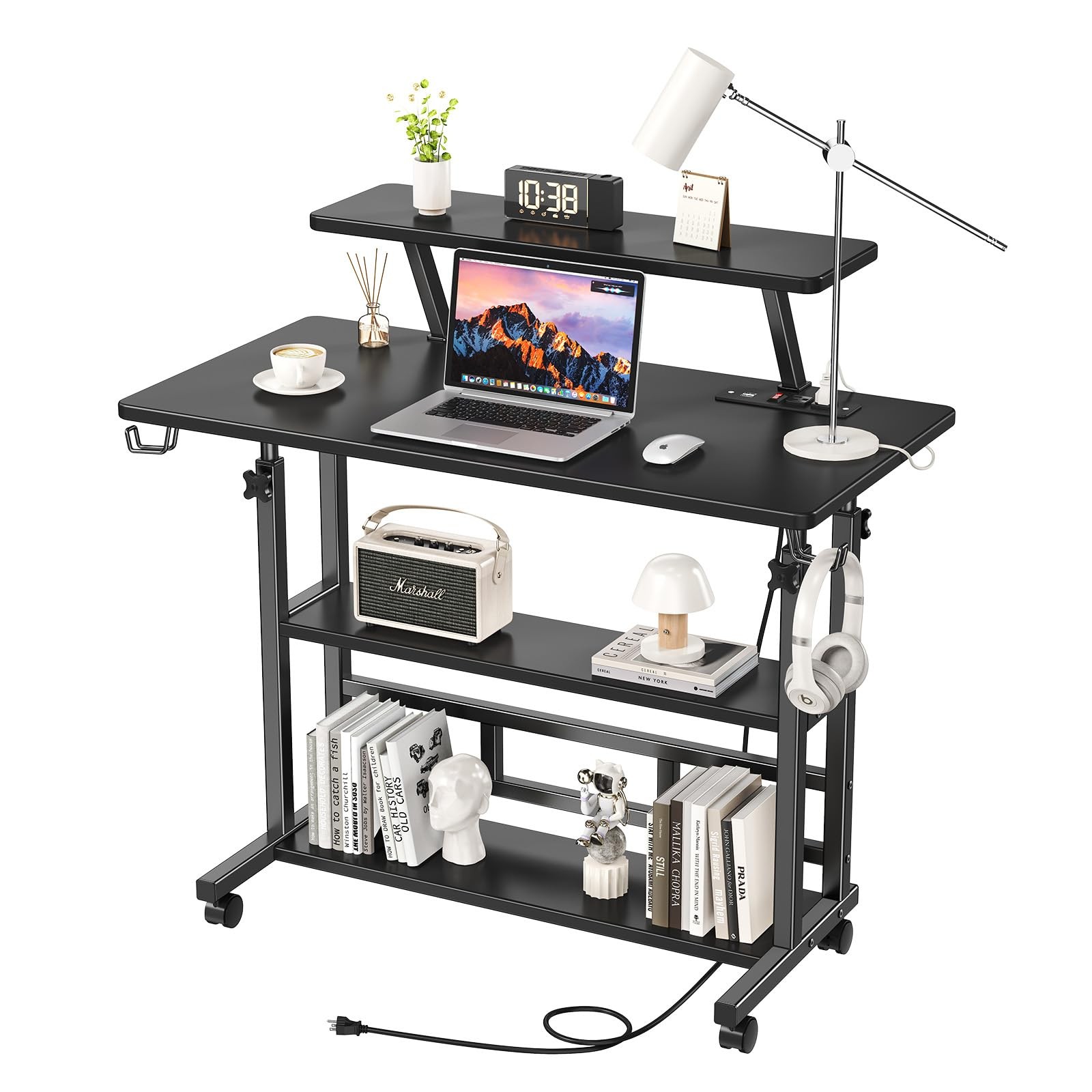 Adjustable Height Standing Desk with Power Outlets, Rolling Stand Up Desk wit...-image