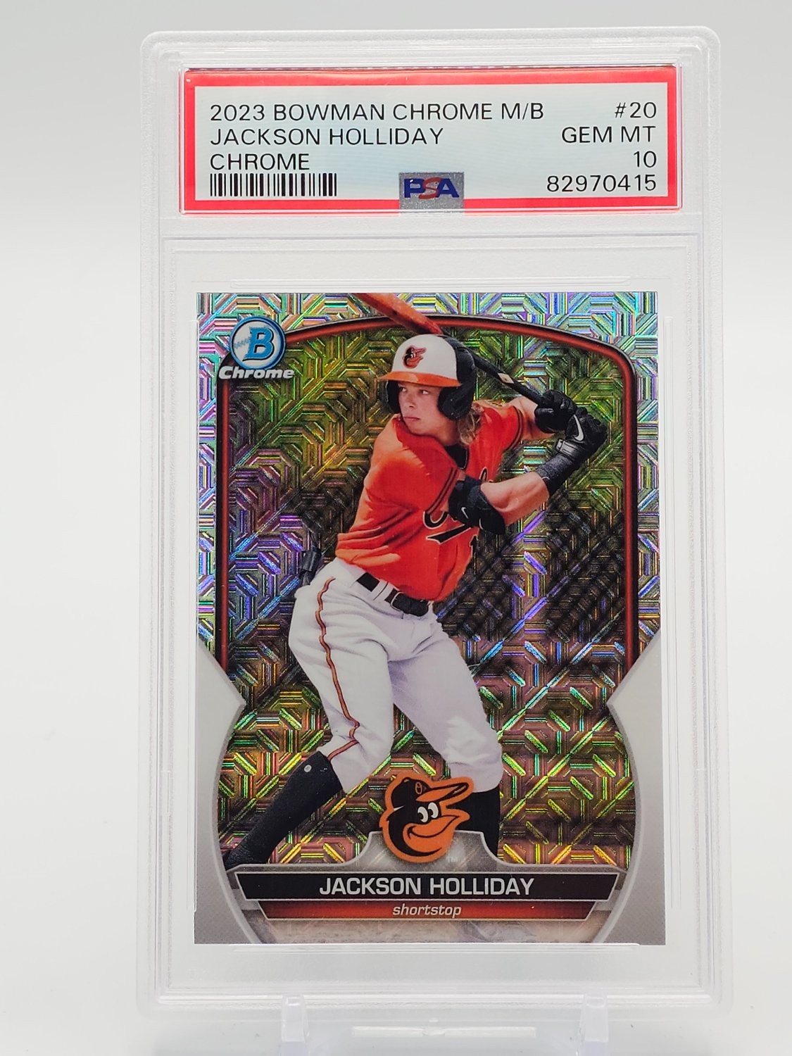 JACKSON HOLLIDAY 2023 TOPPS MEGA BOX MOJO #BCP-20 ORIOLES PSA 10 Q5369 view 1