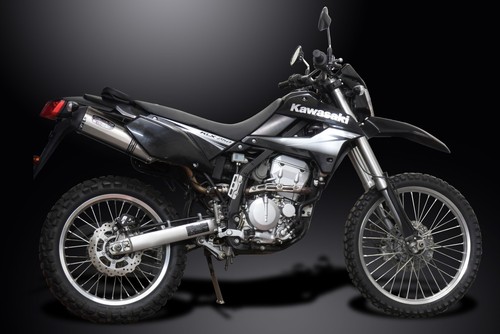 Delkevic Slip On Exhaust with 13.5" XOval Brushed Stainless Muffler for KLX300 - Picture 4 of 5