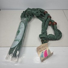 Vintage 90s Sage Green Beaded Boho Macrame Plant Holder New With Tags NOS