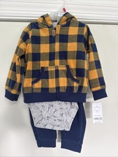 CARTER'S BOYS BUFFALO CHECK MICROFLEECE 3 PIECE SET Size 18 Month NWT