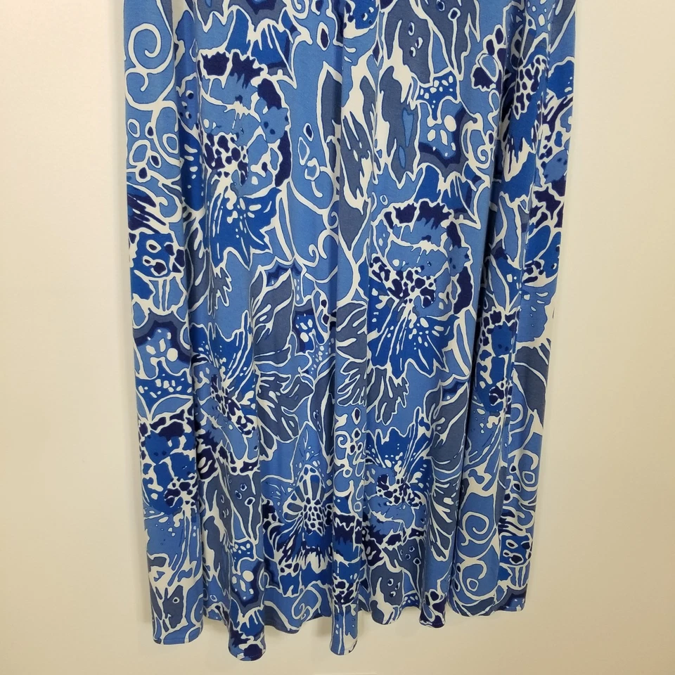 Lands End Women Floral Sleeveless Maxi Dress Sz 2X Blue Summer Vacation - Image 3 of 4