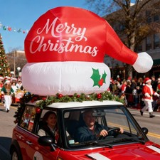 6 FT Inflatable Outdoor Decoration, Santa Hat Christmas Blow Up with LED Ligh...