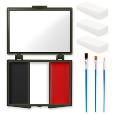 Black White Red Face Paint with Mirror 3 Brush 3 Sponge For Halloween Full