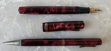 Set 1930s WAHL-OXFORD Burgundy Fountain Pen # 0 Stamped and Mechanical Pencil