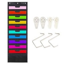 Organization Pocket Chart, Wall Hanging File Organizer Folder with 10 Large Pock