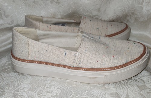 TOMS Parker Naturals Ivory Speckled Slip On Canvas Loafer Shoes Womens 8M NWOB - Picture 6 of 14