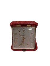 Vintage Junghans Travel Alarm Clock Red Folding Case Pre-loved Spares or Repair