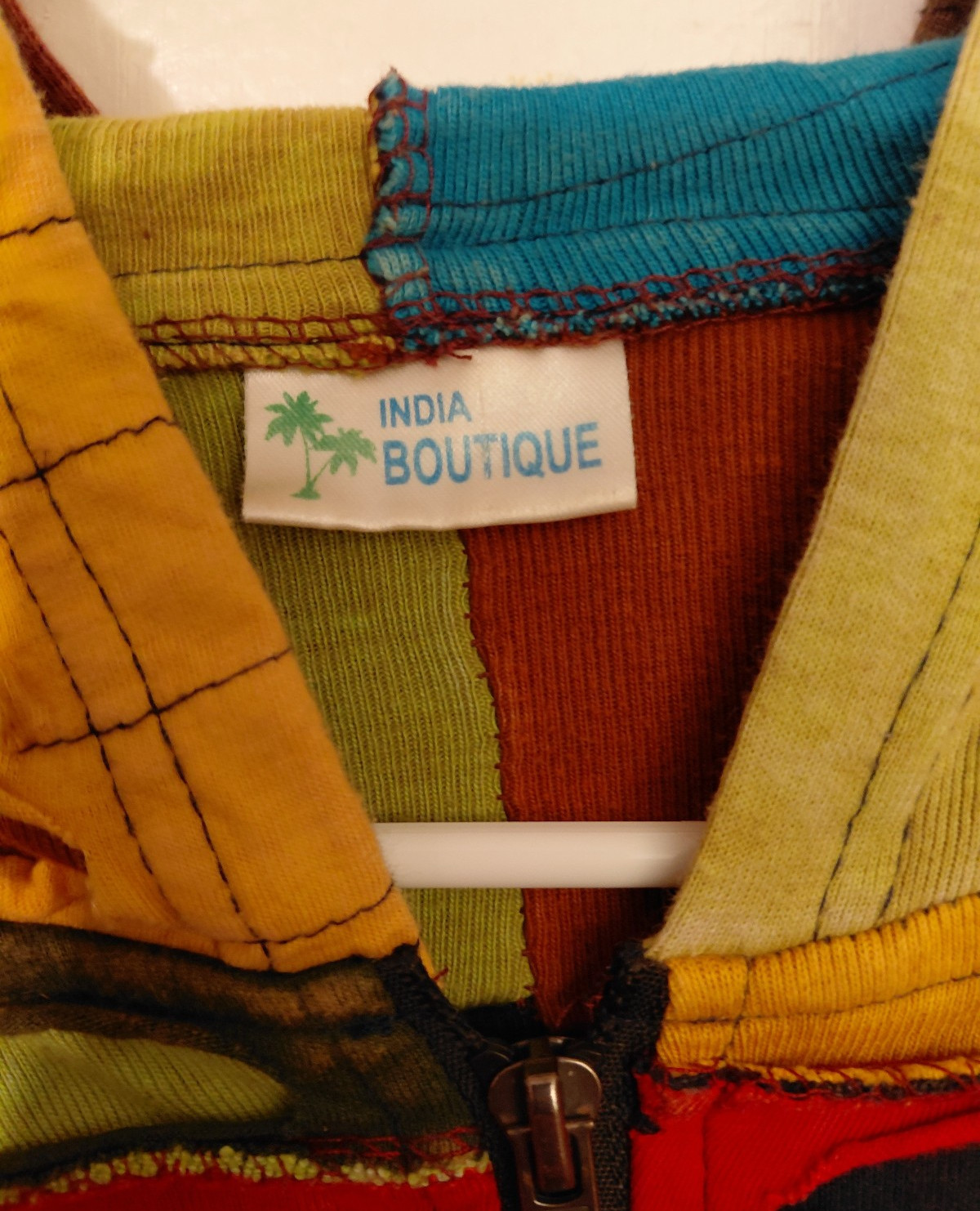Multicolored Patchwork India Boutique zip up hood… - image 4