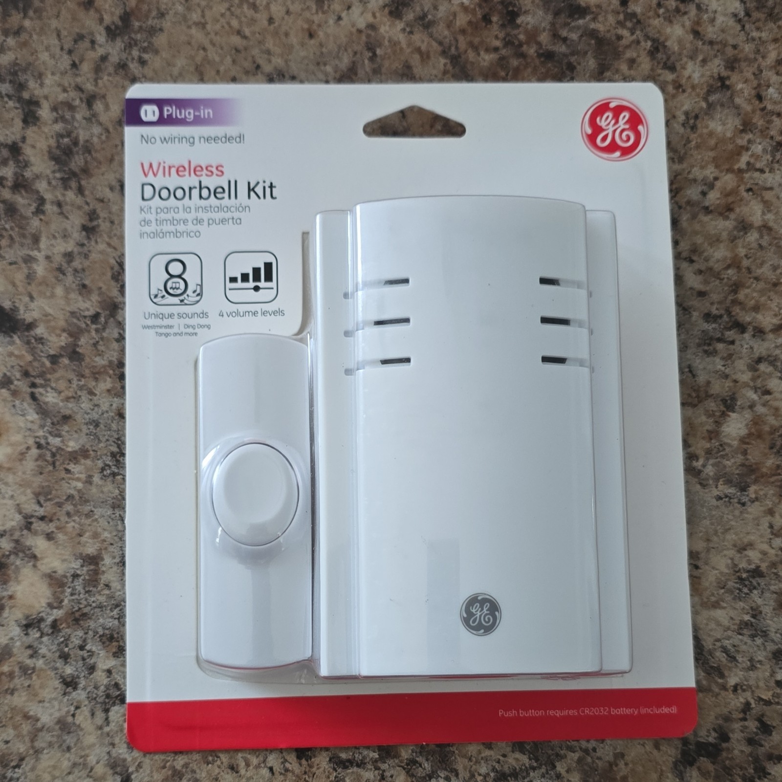 GE Wireless Door Chime Plug-In Unique Sounds 4 Volume Levels
