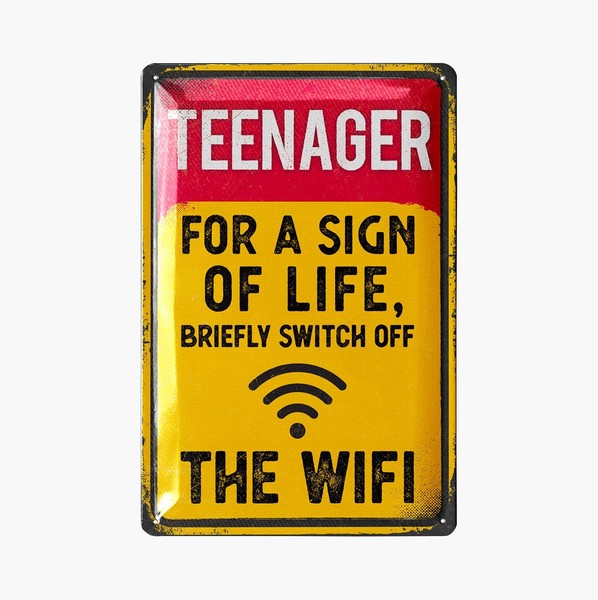 Lanolu Blechschild Teenager Wifi Humor Warnschild Retro - 20X30Cm-image