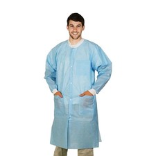 50 Disposable Lab Coats Blue SPP 45 gsm Work Gowns XL
