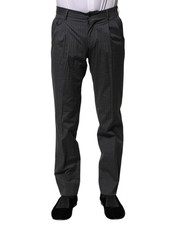 Dolce & Gabbana Gray Striped Cotton Formal Pants