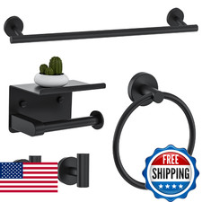 Matte Black Bathroom Hardware Accessories Set 5-Piece Towel Bar Set Includes 23.