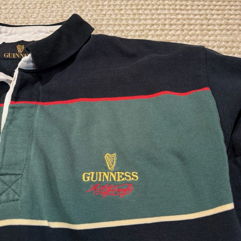 Camisa de Rugby Guinness De Colección Para Hombres S Negra Verde Raya Y2K Rugby Irlanda Cerveza Foto 3 de 4