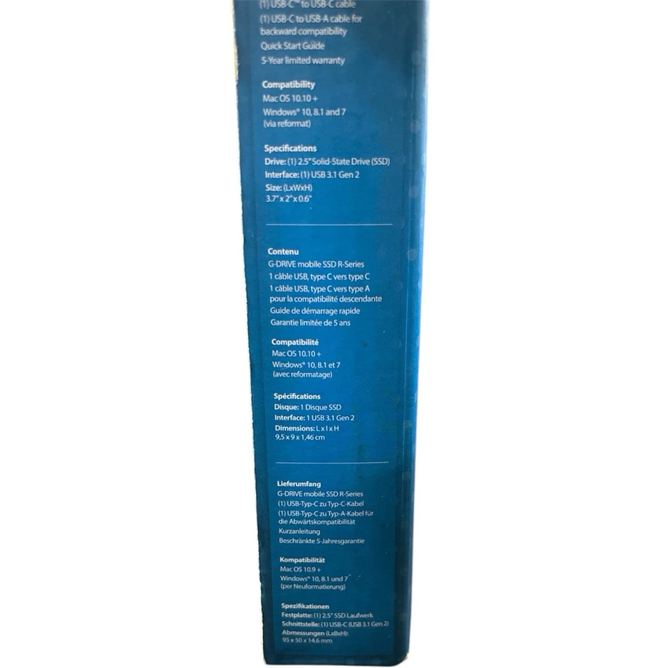 G-Technology G-DRIVE R-Series 500GB, USB 3.0, 2,5 Zoll Externe SSD - Schwarz... - Bild 3 von 3
