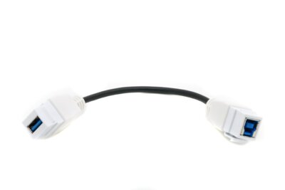 White USB 3 A-B Female F/F Pigtail Extension Keystone-to-Cable Dongle [20 Pack]