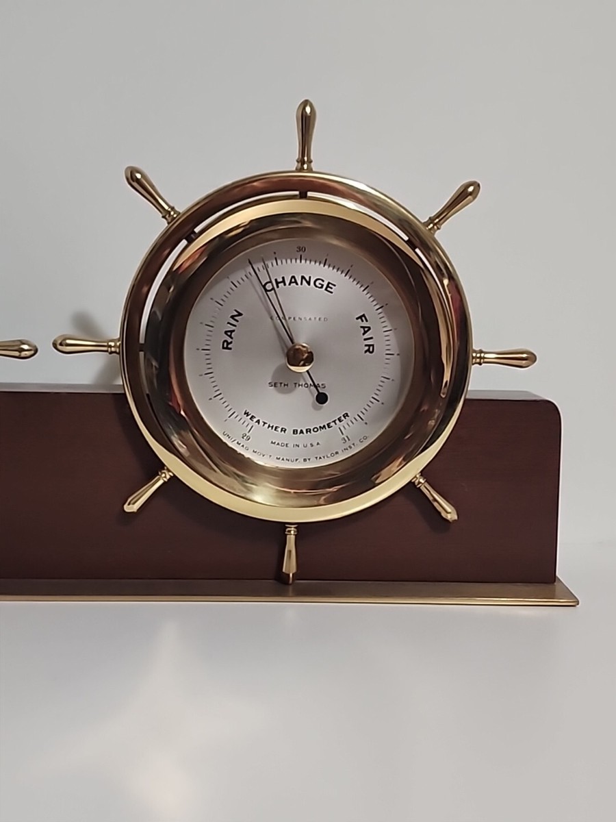 Seth Thomas Ships Bell Brass Helmsman Clock & Barometer E537