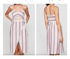 NEW EXPRESS STRIPED CUT-OUT MIDI DRESS SIZE 14