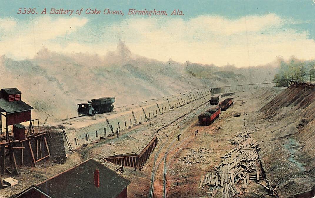 c1910 Birds Eye Aerial View Battery Coke Ovens Trucks Birmingham Alabama AL P568