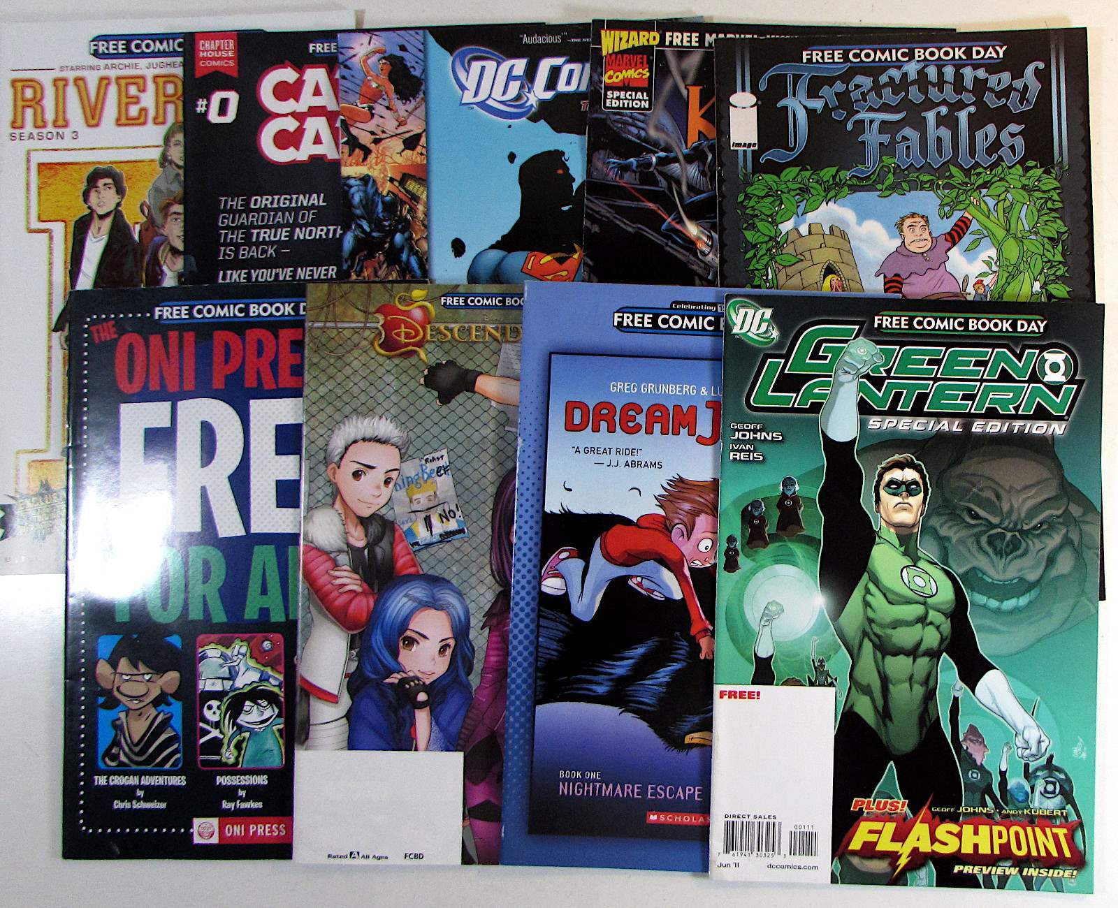 FCBD Lot 10 #Lantern, DC, Descendants,Oni Press,Fractured,Black Bolt, ... Comics