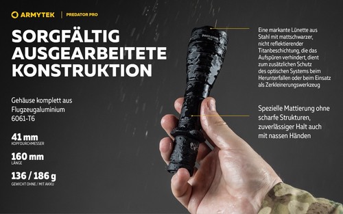 Armytek Nuevo Predator Pro Blanco Lámpara LED Táctica USB Recargable - Imagen 5 de 22