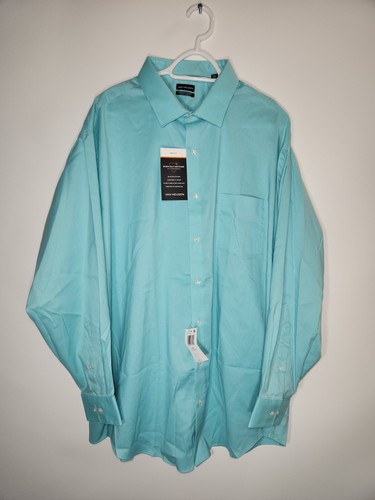 Van Heusen Mens Dress Shirt Long Sleeve Blue Opal Size 20 34/35 Big Fit NEW *B3