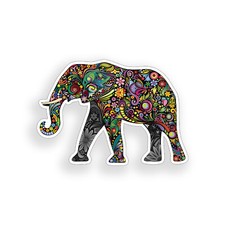 Colorful Flower Elephant Sticker Floral Laptop Car Vehicle Window Bumper Decal Colorful Flower Elephant Sticker Floral Laptop Car Vehicle Window Bumper Decal