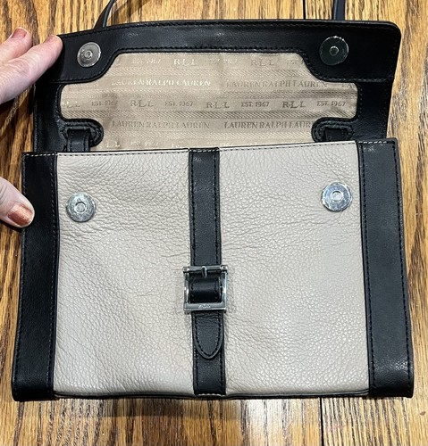 RLL RALPH LAUREN TWO TONE Ultra Slim MESSENGER BAG Crossbody New!  B2 - Picture 6 of 11