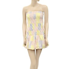 Urban Outfitters UO Claire Smocked Tube Mini Dress Printed Bubble Hem S 250299