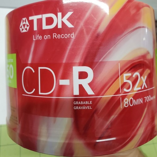 TDK CD-R Blank Discs Recordable 50 Pieces 52x 80 Min 700MB/MO Spindle Sealed NEW - Afbeelding 2 van 3