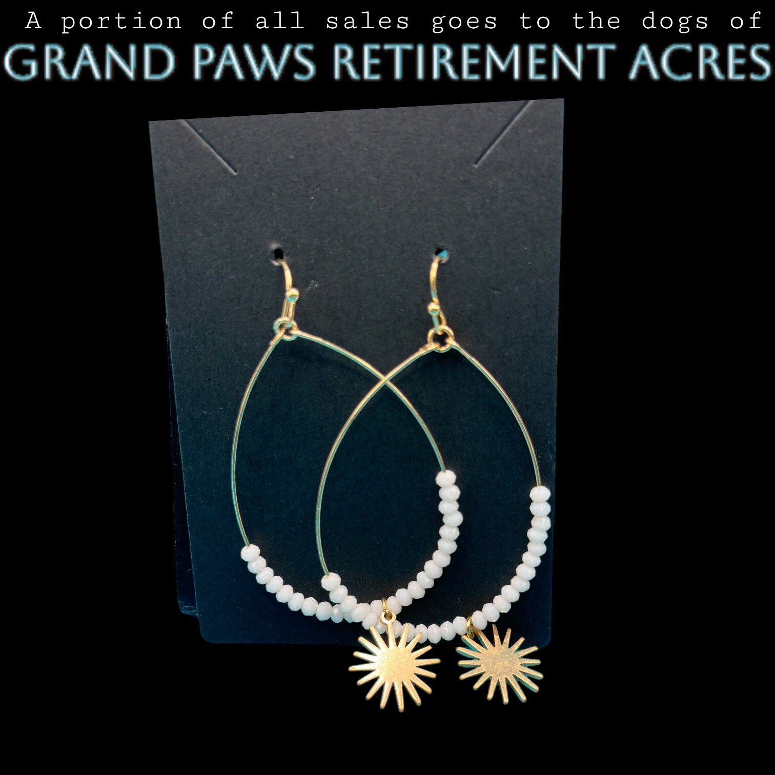 Stylish Gold Hoop Earrings with Elegant White Beads-image