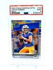 2020 Panini Donruss Optic Justin Herbert Silver Holo Rated Rookie 153 PSA MINT 9