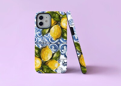Robuste Handyhülle/Cover Italian Tile And Lemons blau Italien für iPhone Samsung