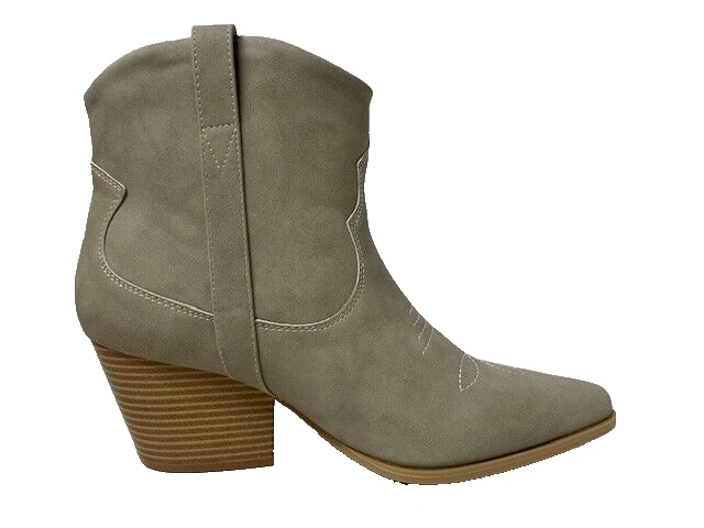 Женский размер 10 М Qupid Western ковбой ботильоны туфли серо-бежевый - Изображение 3 из 4