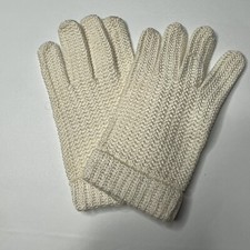 Vintage White Knit Cotton Gloves Women Size Large - Made in Japan