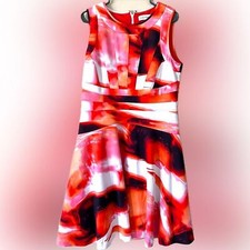 Calvin Klein Sleeveless Spandex dress size 14 Watercolor art