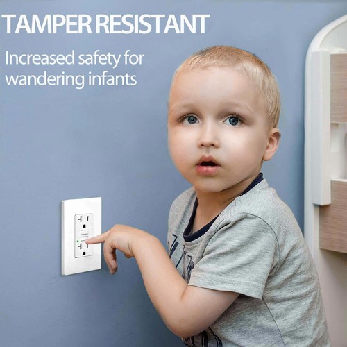 15 Amp 20 Amp GFCI Outlet Ground Fault Circuit Interrupter Commercial Grade ETL - Imagen 5 de 14