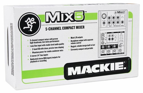 Mackie Mix5 Compact 5-Channel PA Mixer+(3) Microphones+(3) XLR Cables - Picture 6 of 7