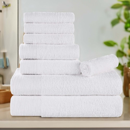 Rayon From Bamboo Cotton Blend Eco-Friendly Absorbent Solid 8 Piece Towel Set - Picture 91 of 100