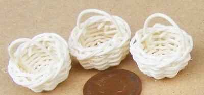 Casa delle bambole cesti in vimini (2) fatti a mano 2,3 cm x 1,3 cm H scala 1:12 tumdee